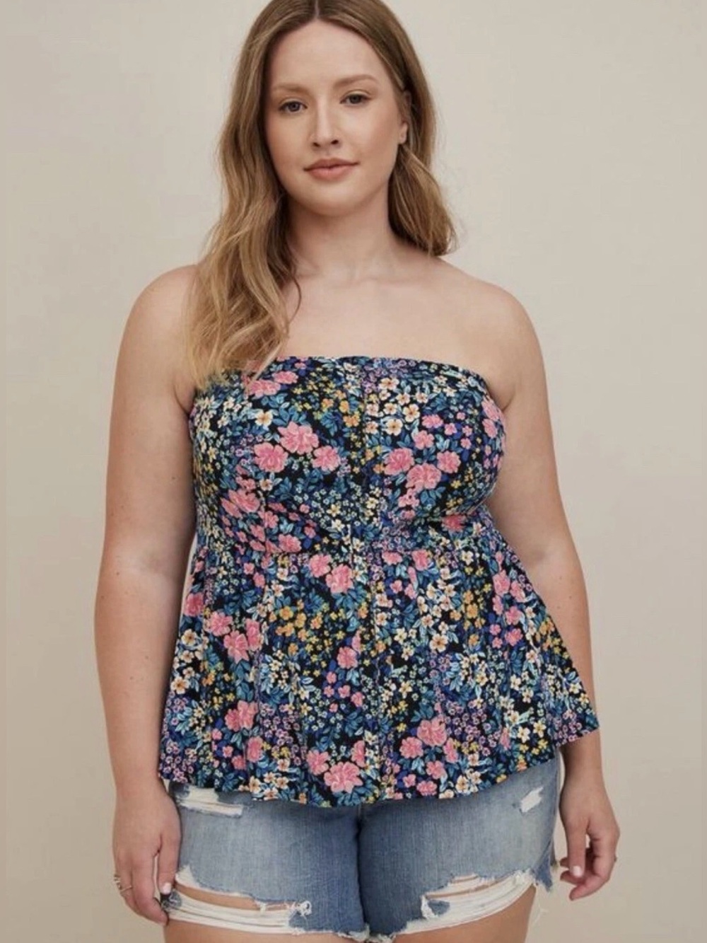 Torrid Stretch Challis Lace-Up Back Corset Top Floral Black Women’s Size 5X
